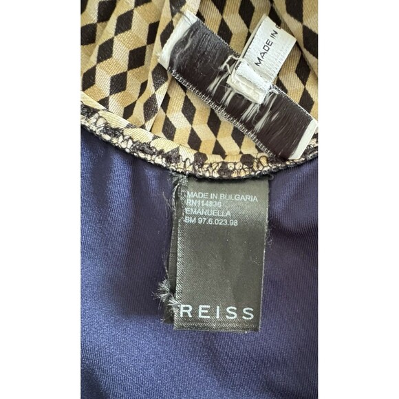 Reiss Women's Plunge V-Neck Print One Piece Halter Swimsuit Blue US Size 4 - Picture 14 of 16